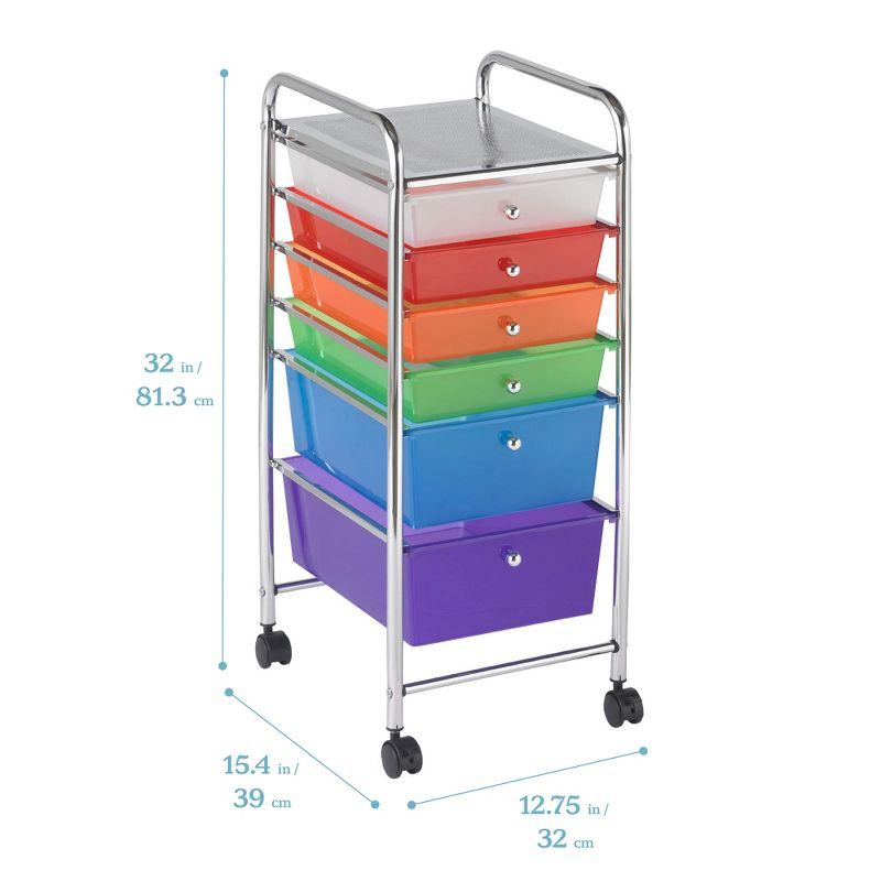 ECR4Kids 6-Drawer Mobile Organizer, Assorted, 1