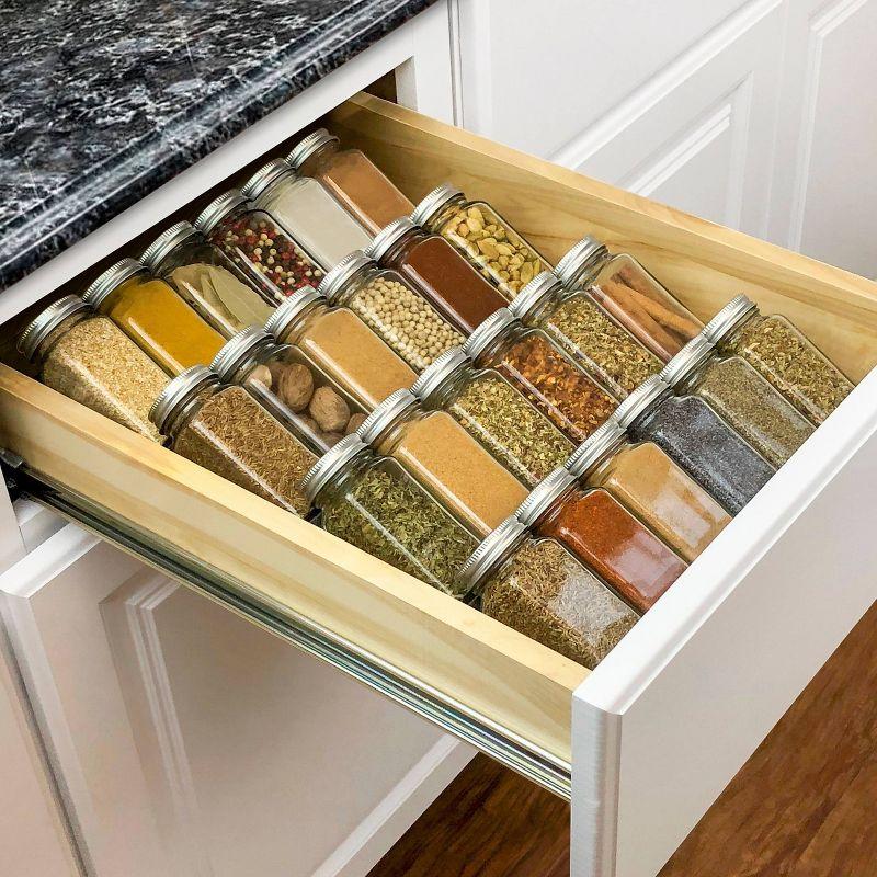 LYNK PROFESSIONAL® Spice Drawer Organizer - Heavy Gauge Steel 4 Tier Spice Rack - Silver Metallic