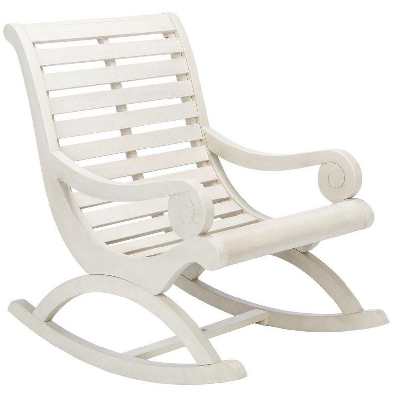 Elegant White Eucalyptus Outdoor Rocking Chair with Cushions