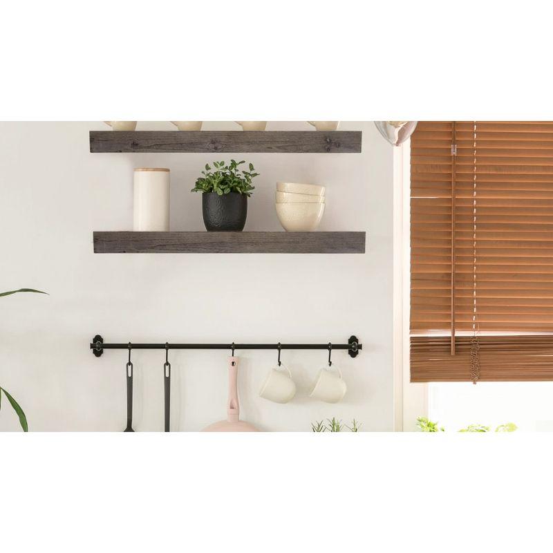 Rustic Grey Wood Floating Wall Shelf - 39"x12"