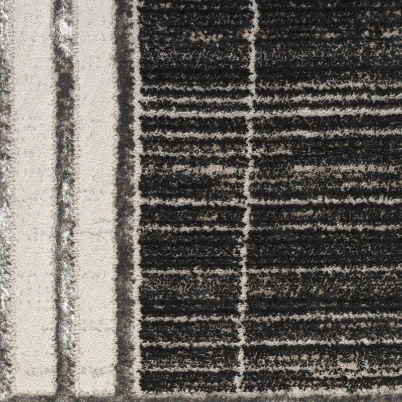 Nourison Desire Modern Art Deco Bordered Indoor Area Rug Charcoal Silver 9' x 12'