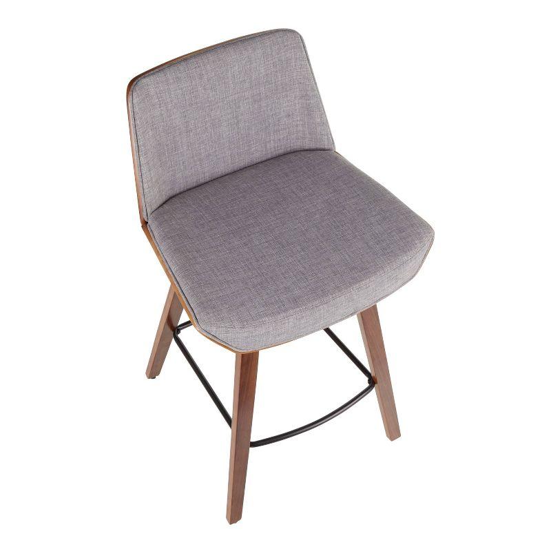 Corazza Mid Century Modern Counter Height Barstool Light Gray - LumiSource: Upholstered Seat, Wood Legs