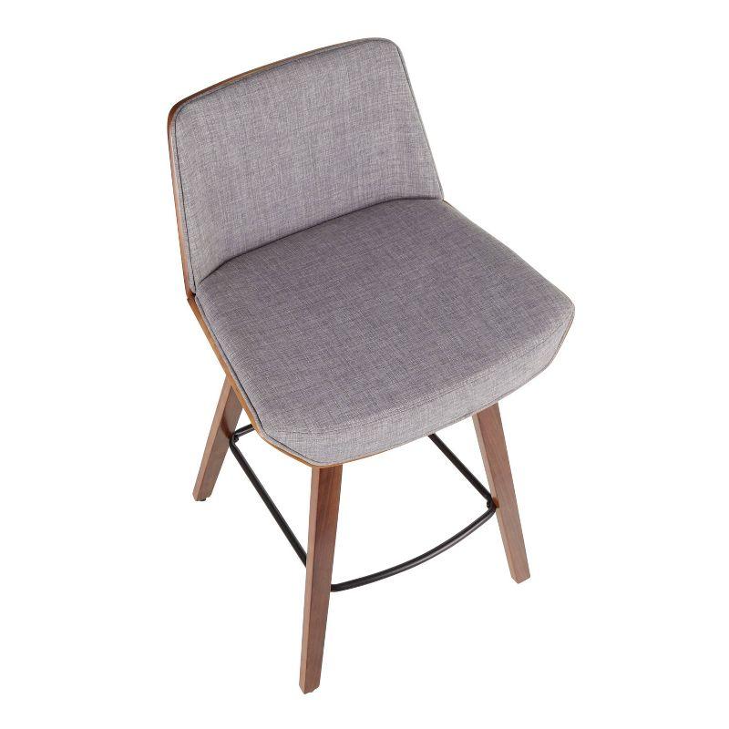 Chic Corazza 20.75" Walnut and Light Grey Mid-Century Modern Counter Stool