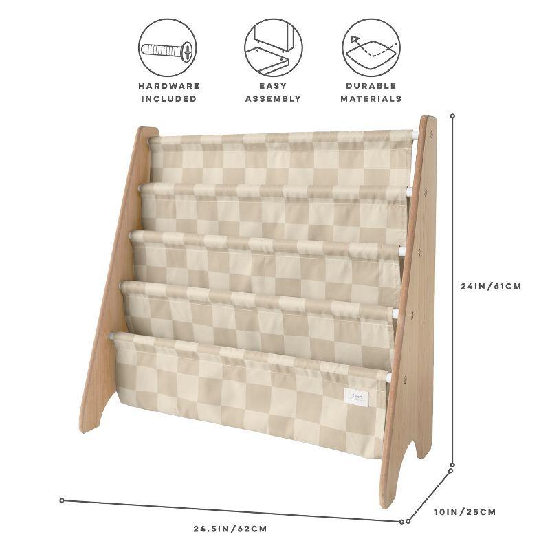 3 Sprouts Recycled Fabric Kids Bookcase, Toddler Bookshelf - Checkerboard Beige