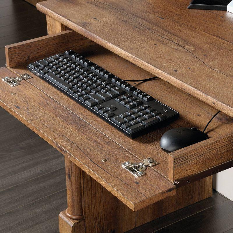 Vintage Oak Wood Computer Desk with Hutch and Drawers