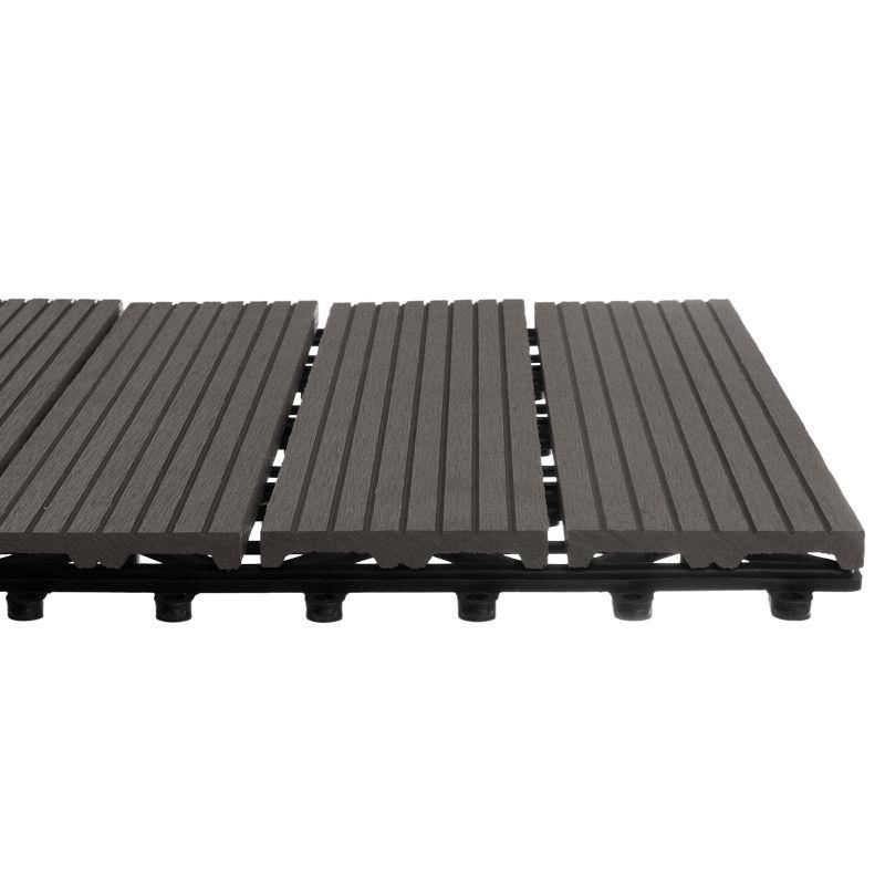 Deck Tiles - 6-Pack Wood Plastic Composite Interlocking Patio Tiles - 5.8SQFT Outdoor Flooring for Balcony, Porch, and Garage by Pure Garden