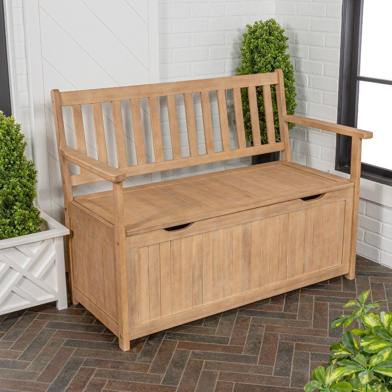 happimess Sophie 48" Traditional Farmhouse Lift-Top Acacia Wood Storage & Entry Bench