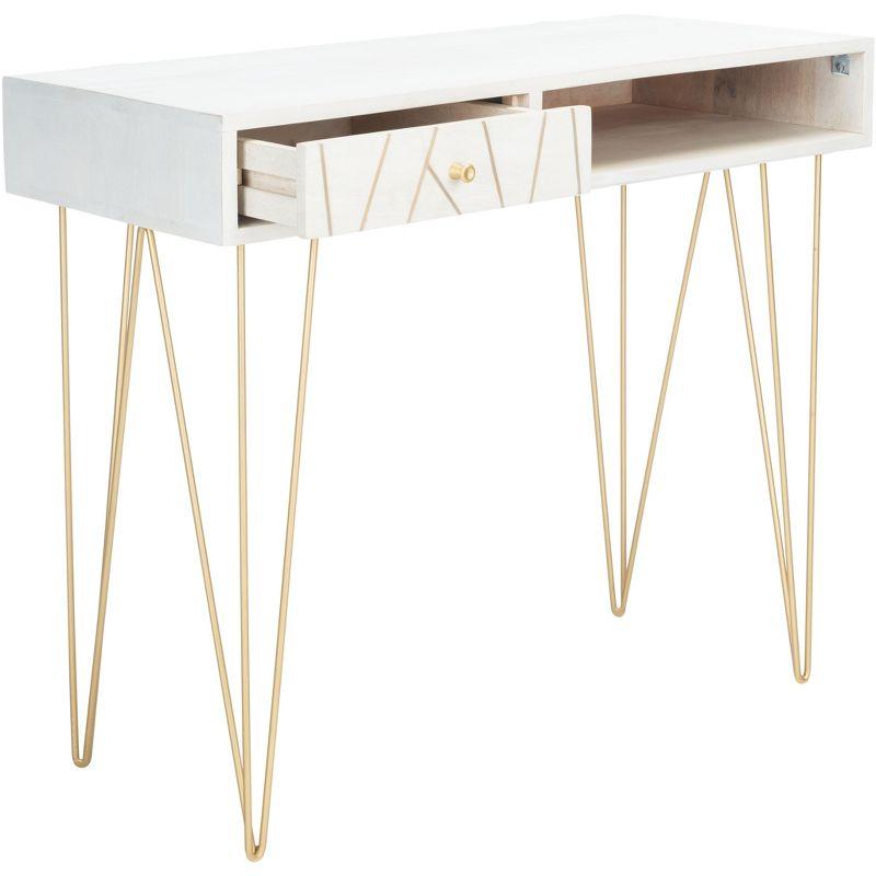 Marigold Desk - White Wash/Brass - Safavieh