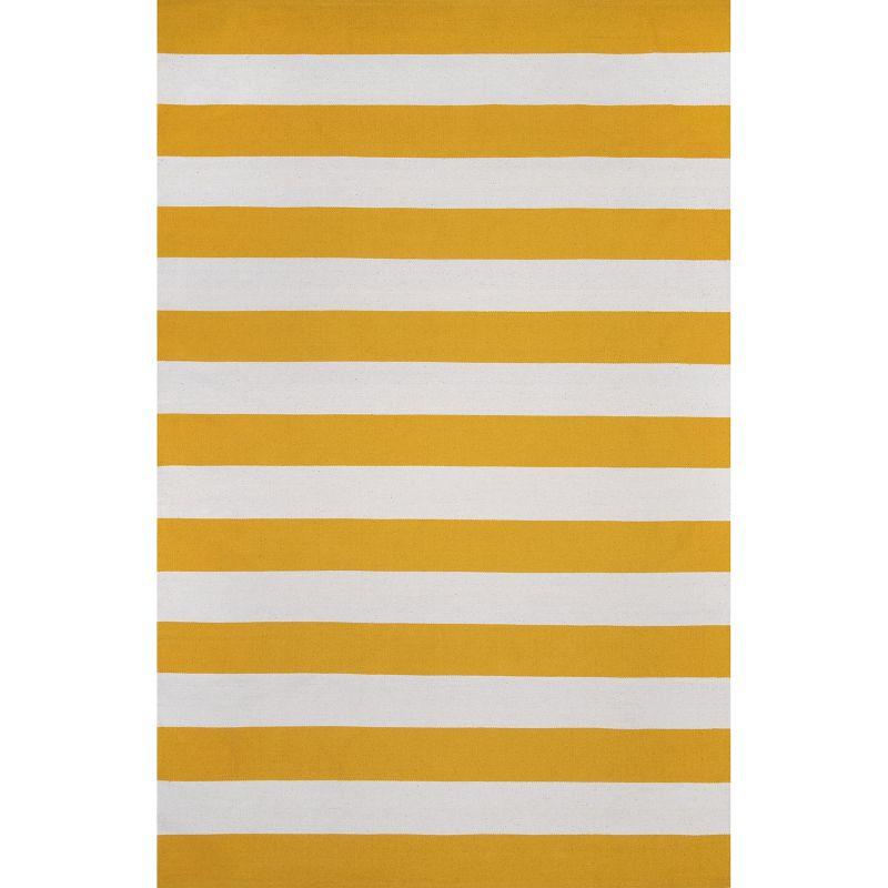 Sleek 6' x 9' Yellow Stripe Cotton Area Rug