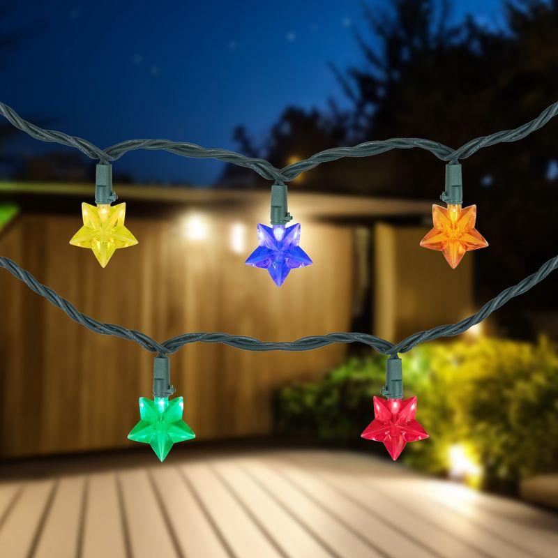 Northlight 20-Count Multi-Colored Star Shaped LED Christmas Light Set- 4.5ft, Green Wire