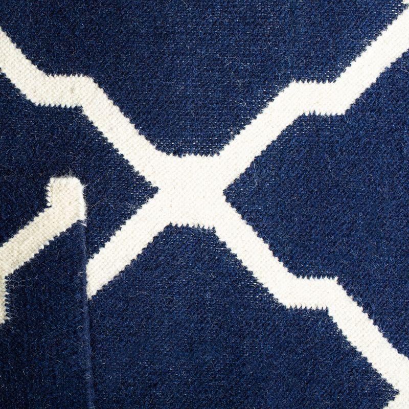 Dhurries DHU634 Hand Woven Area Rug - Navy/Ivory - 5'x8' - Safavieh.