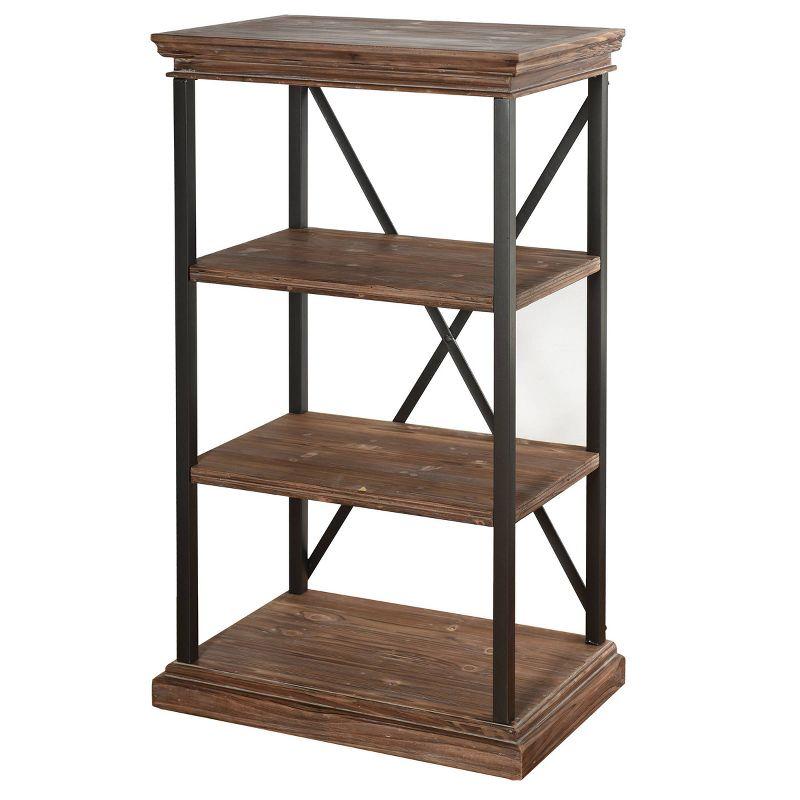 Cocoa Brown and Driftwood Grey Four-Tier Industrial Bookcase