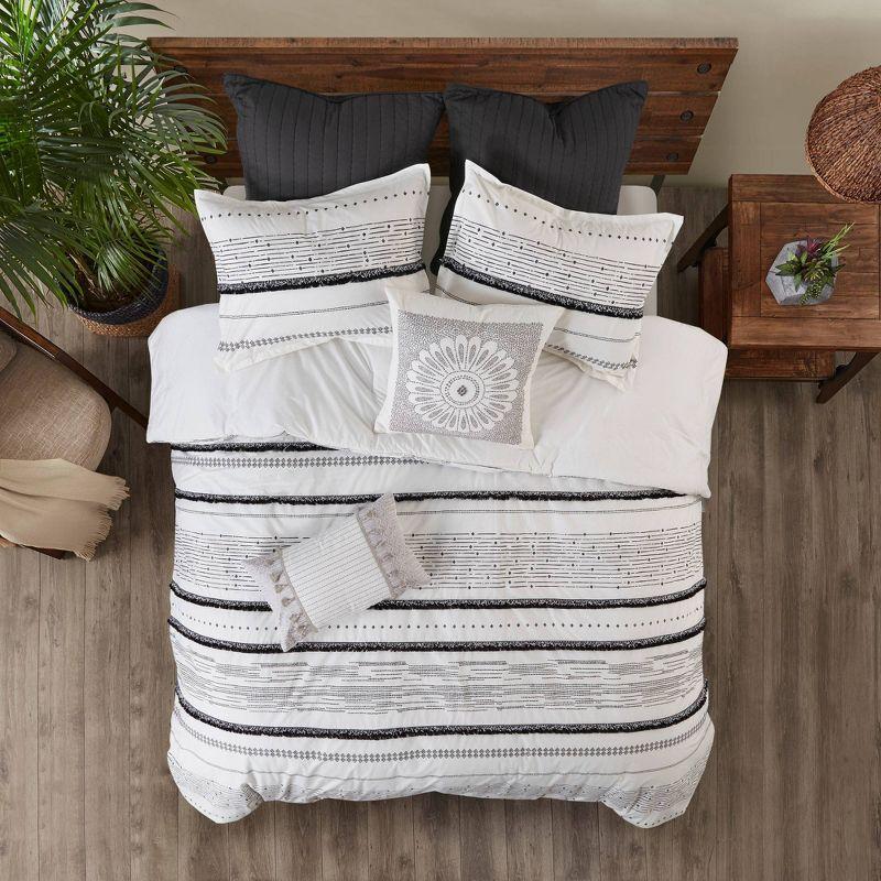 INK+IVY Nea Boho, Mid-Century 3 Piece Stripe Cotton Comforter Set With Tassels