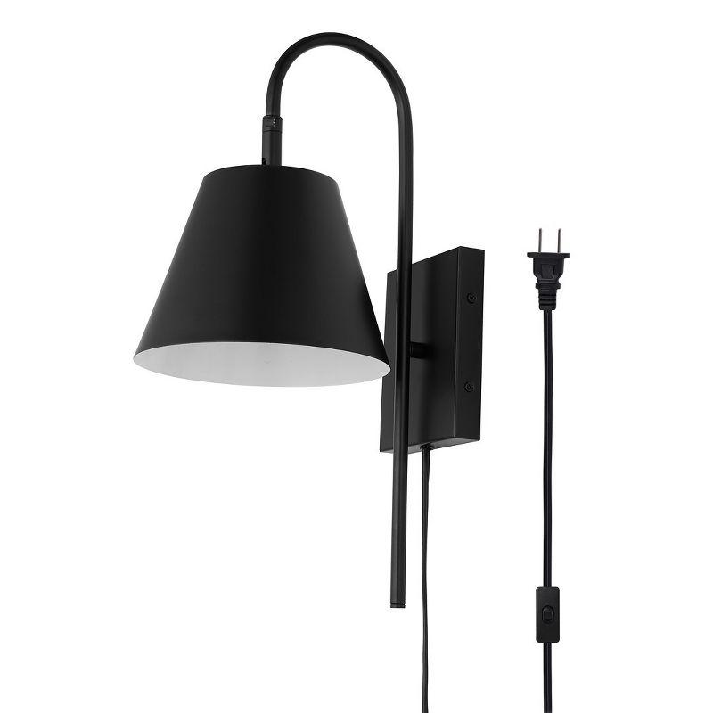 Rhoeva Black Metal Plug-In Wall Sconce with Tapered Shade