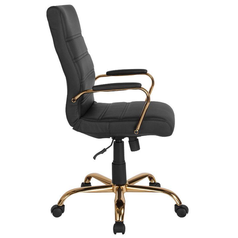 Flash Furniture High Back Black LeatherSoft Executive Swivel Office Chair with Gold Frame and Arms