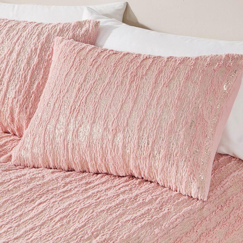510 Design Metallic Print Faux Fur Comforter Set