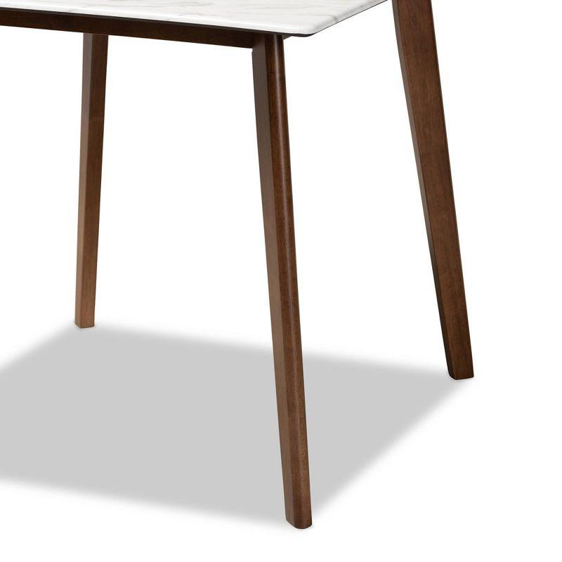 Kaylee Wood Dining Table White/Brown - Baxton Studio: Faux Marble Top, Square Shape, Splayed Legs