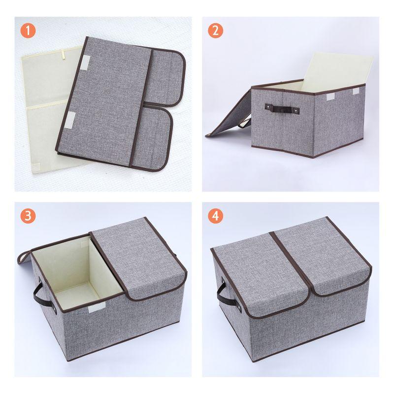 REGALWOVEN Fabric Collapsible Reinforced Versatile Storage Bin with Lid and Handle 16.5*12*10in