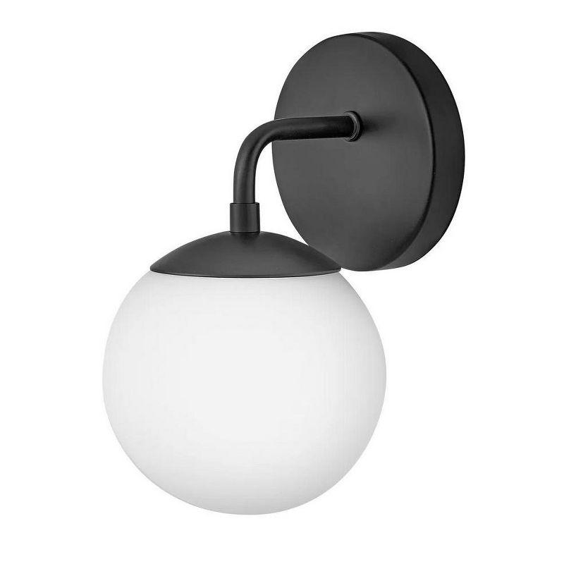 Juniper Mid-Century Modern Black Vanity Light with Opal Glass Globe