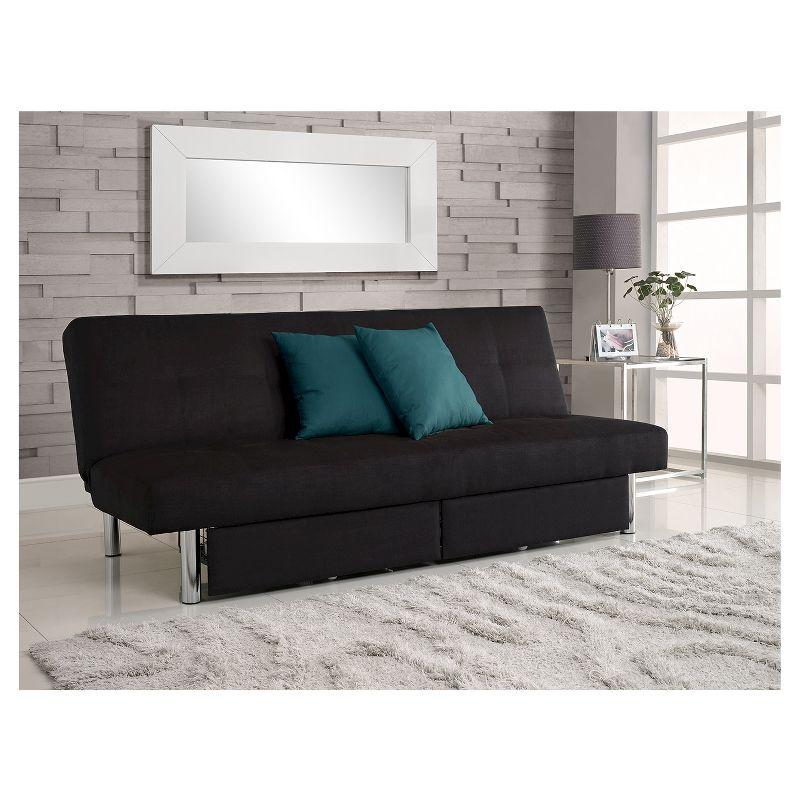 Sola Storage Futon Black - Dorel Home Products: Microfiber Upholstery, Sleeper with Compartments