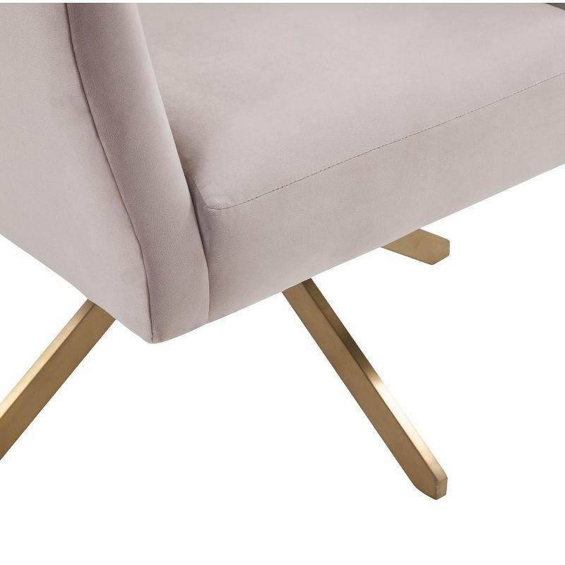 Aurora Geometric Back Swivel Accent Chair in Pale Taupe Velvet