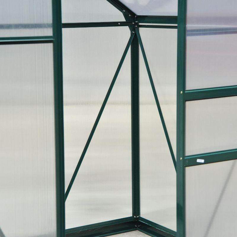 Outsunny 6' x 4' x 7' Polycarbonate Greenhouse, Heavy Duty Outdoor Aluminum Walk-in Green House Kit with Vent & Door for Backyard Garden, Green