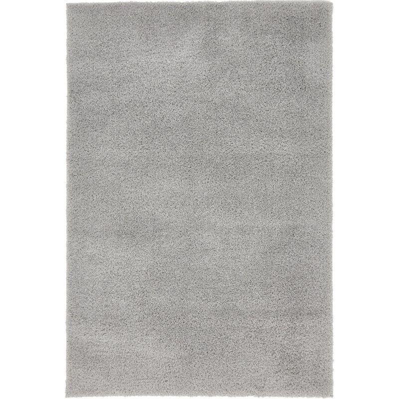 Nuloom Neva Solid 4x6 Shag Indoor Area Rug for Living Room Bedroom Dining Room Nursery, Grey/Ivory