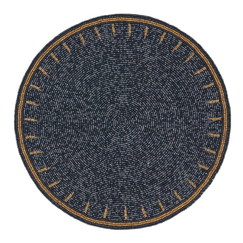 Navy Blue Beaded Round Placemats Set of 4