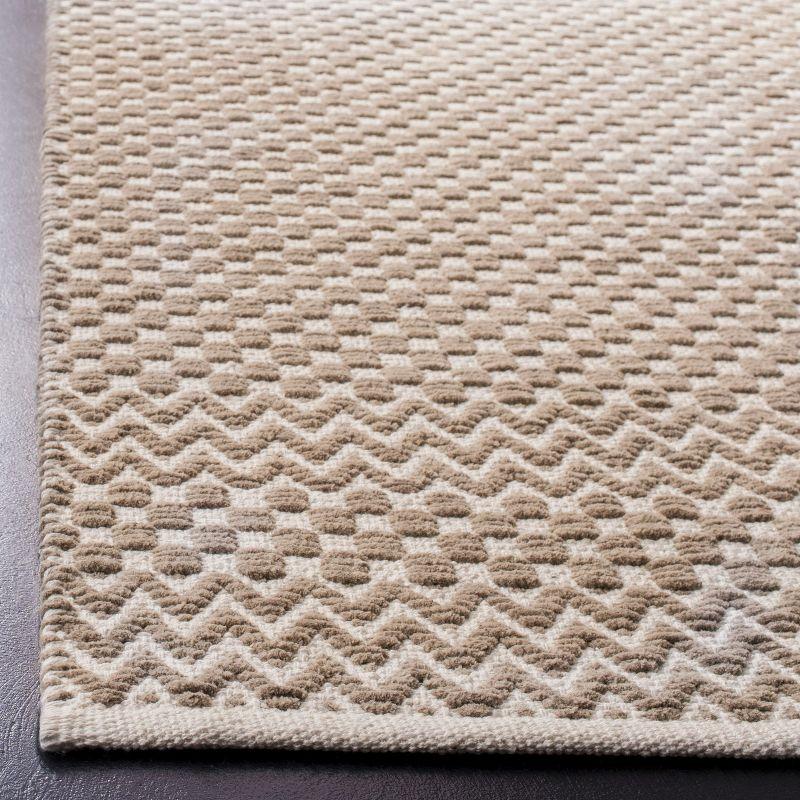 Taupe Geometric Handmade Cotton Area Rug 3' x 5'