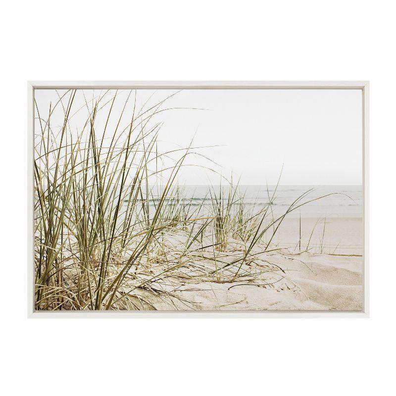 Kate & Laurel All Things Decor Sylvie Calming Beach Grass Framed Canvas by The Creative Bunch Studio