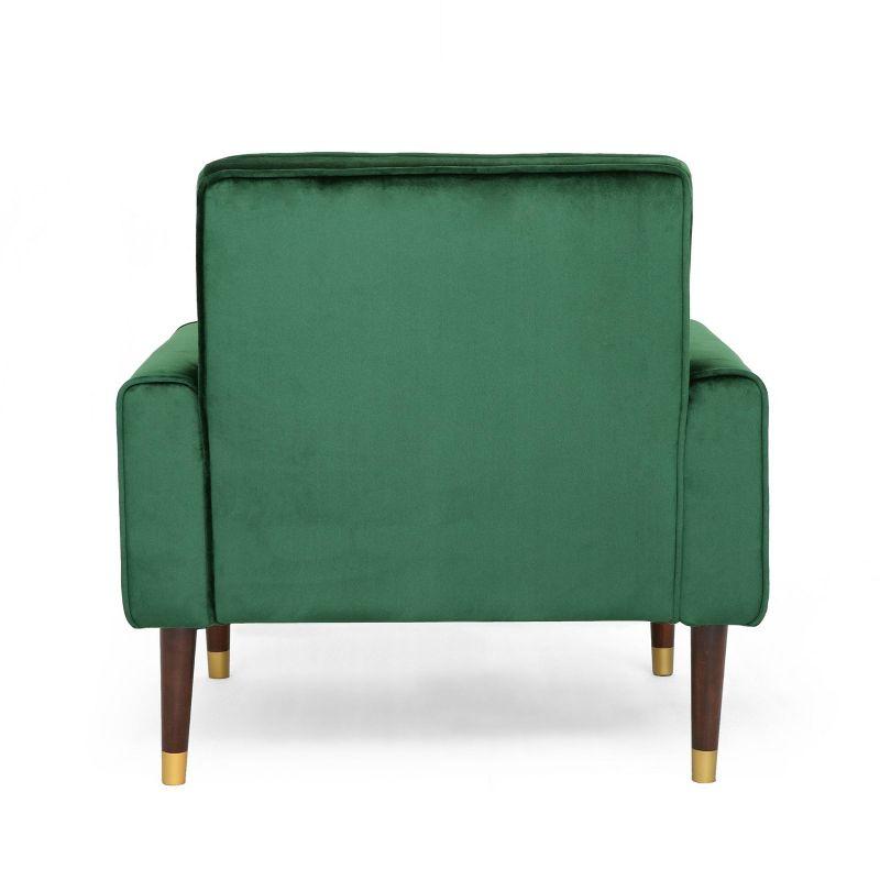 Bourchier Modern Glam Velvet Armchair Green - Christopher Knight Home: Upholstered Polyester, Plywood Frame