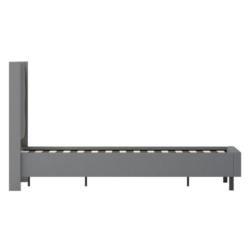 Flash Furniture Riverdale Tufted Upholstered Platform Bed with Accent Nail Trimmed Extended Sides