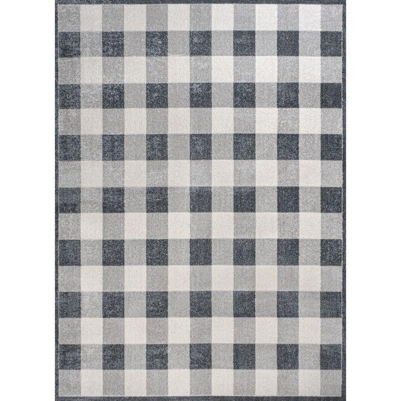 JONATHAN Y Gingham Gradient Plaid Cottage Machine-Washable Light Gray/Dark Gray/Cream 3 ft. x 5 ft. Area Rug