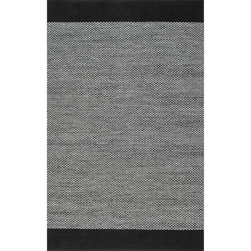 Handmade Simple Cotton Flatweave 4' x 6' Area Rug in Black