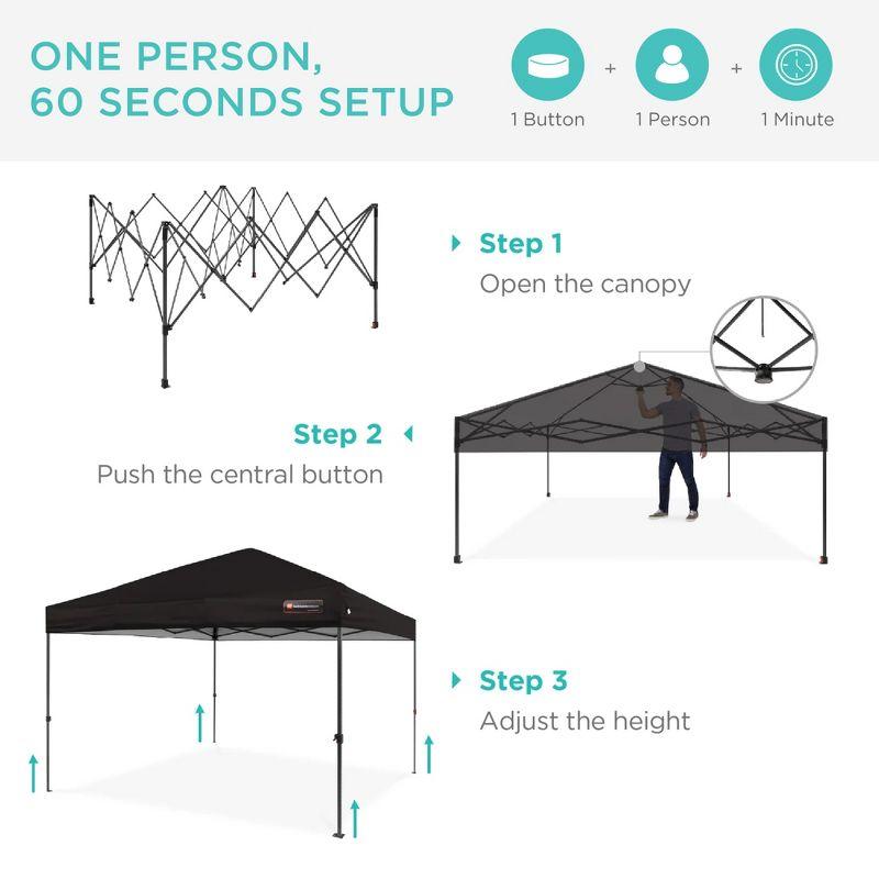 Best Choice Products Best Choice Products Easy Setup Pop Up Canopy W/ 1-Button Setup, Wheeled Case, 4 Weight Bags