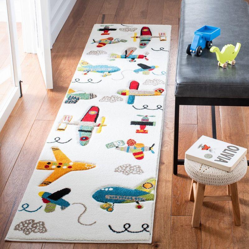 Carousel Kids  CRK167 Loomed Indoor Runner Rug - Ivory/Blue - 2'x8' - Safavieh