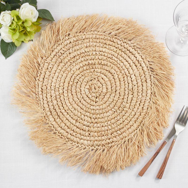 Saro Lifestyle Round Raffia Placemats (Set of 4)