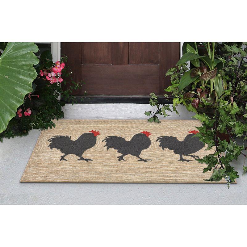 Liora Manne Frontporch Roosters Indoor/Outdoor Rug Neutral 2' x 3'