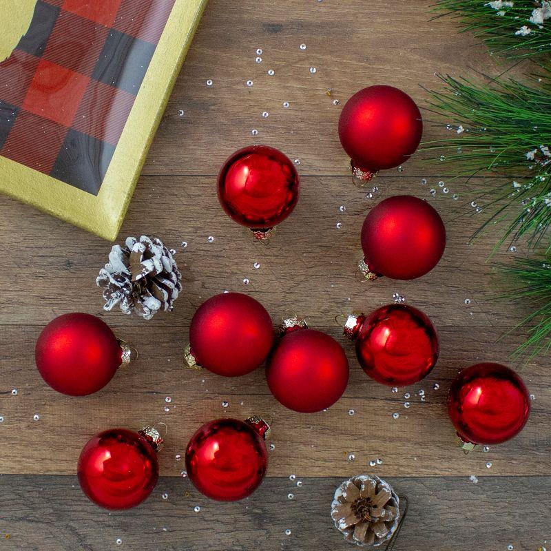 10ct 2-Finish Glass Christmas Ball Ornaments 1.75" (45mm)