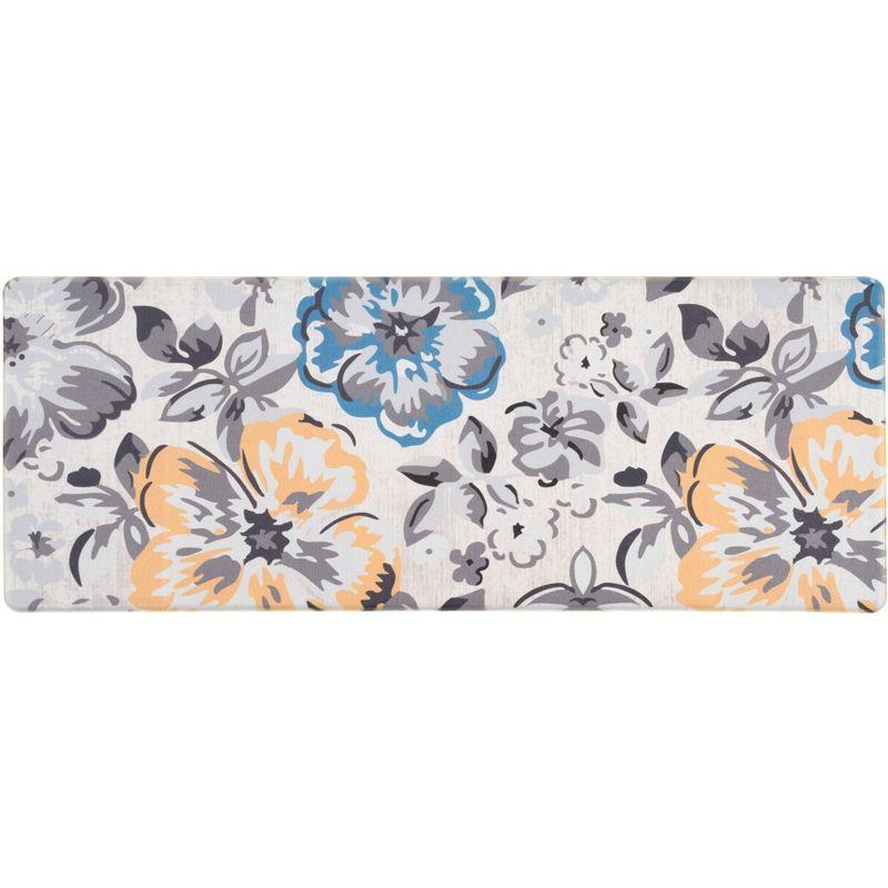 Cream Floral Anti-Fatigue Kitchen Mat 18" x 47"