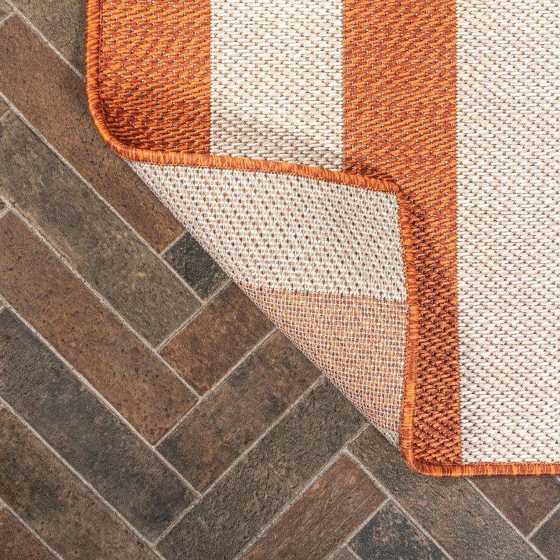 4' x 6' Negril Two-Tone Wide Stripe Indoor/Outdoor Area Rug, Orange/Beige - JONATHAN Y
