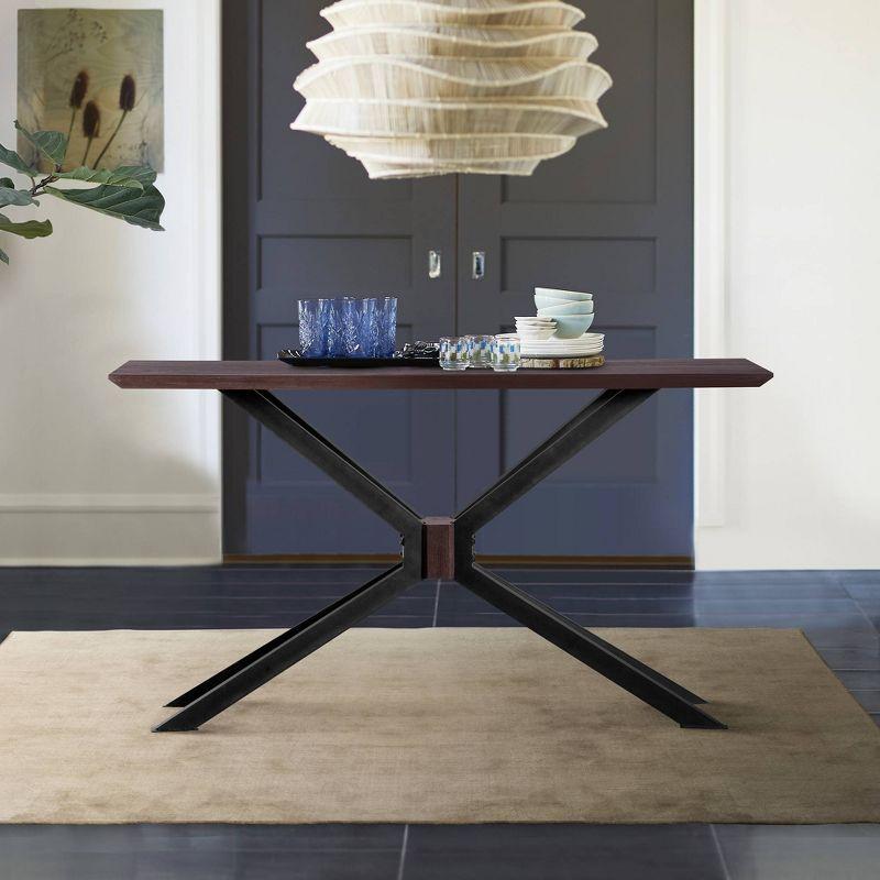 Mid-Century Modern Black and Brown Wood Console Table