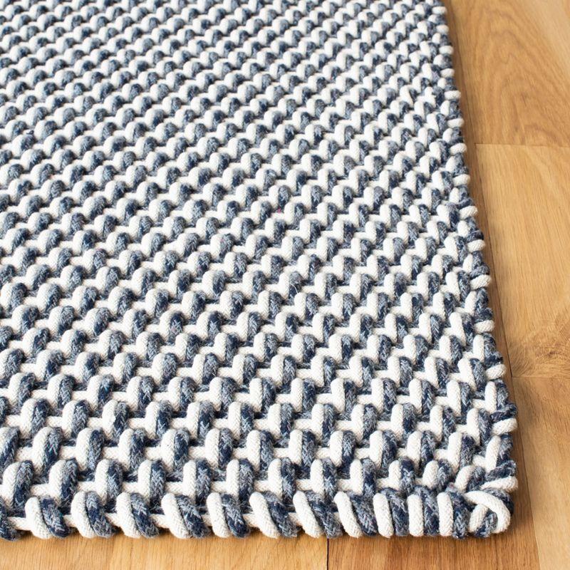 Coastal Breeze Hand-Knotted Blue Cotton 4'x6' Basket Weave Rug