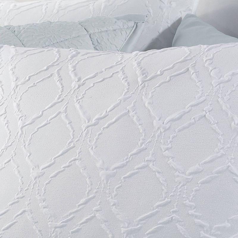 Elegant Organic White Microfiber King Comforter Set with Ogee Design