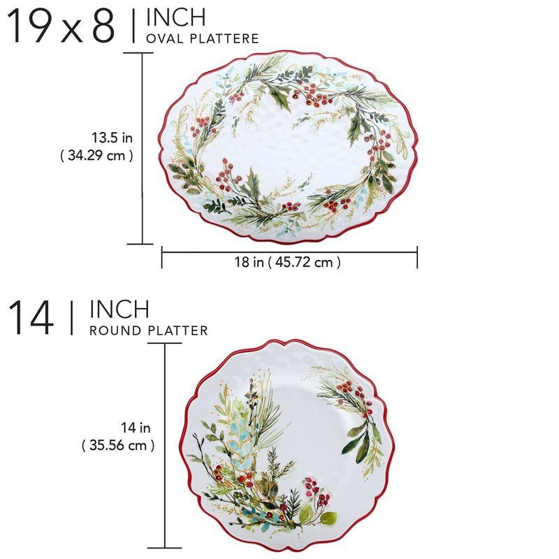 Christmas Gatherings Melamine 2pc Platter Set -  Round 14" Oval 18" x 13.5" (Set of 2)