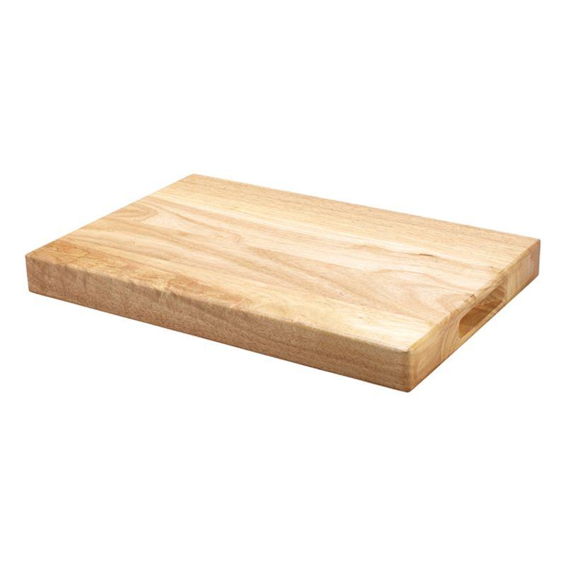 Beige Rectangular Hardwood Cutting Board with Handles