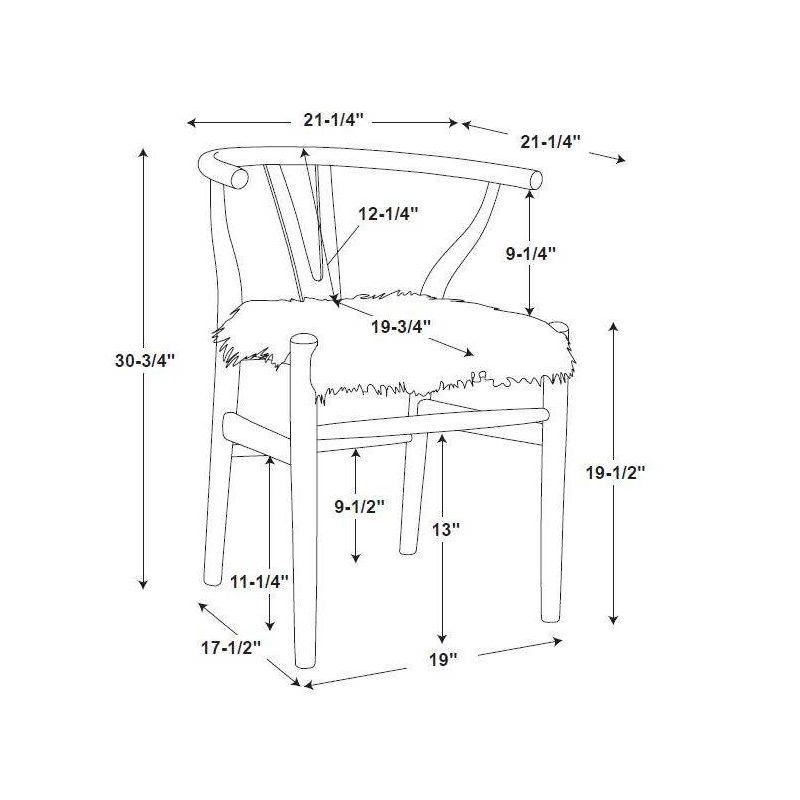 Ellis Mid-Century Wishbone Faux Fur Dining Chair White - Linon: Plush, Armless, Wood Legs