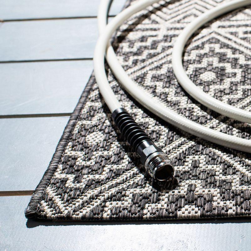 Courtyard CY8787 Power Loomed Indoor/Outdoor Area Rug - Black/Grey - 6'7"x6'7" - Safavieh.