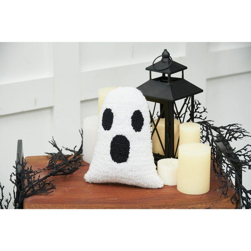 Ghost Shaped Halloween Hooked Throw Pillow