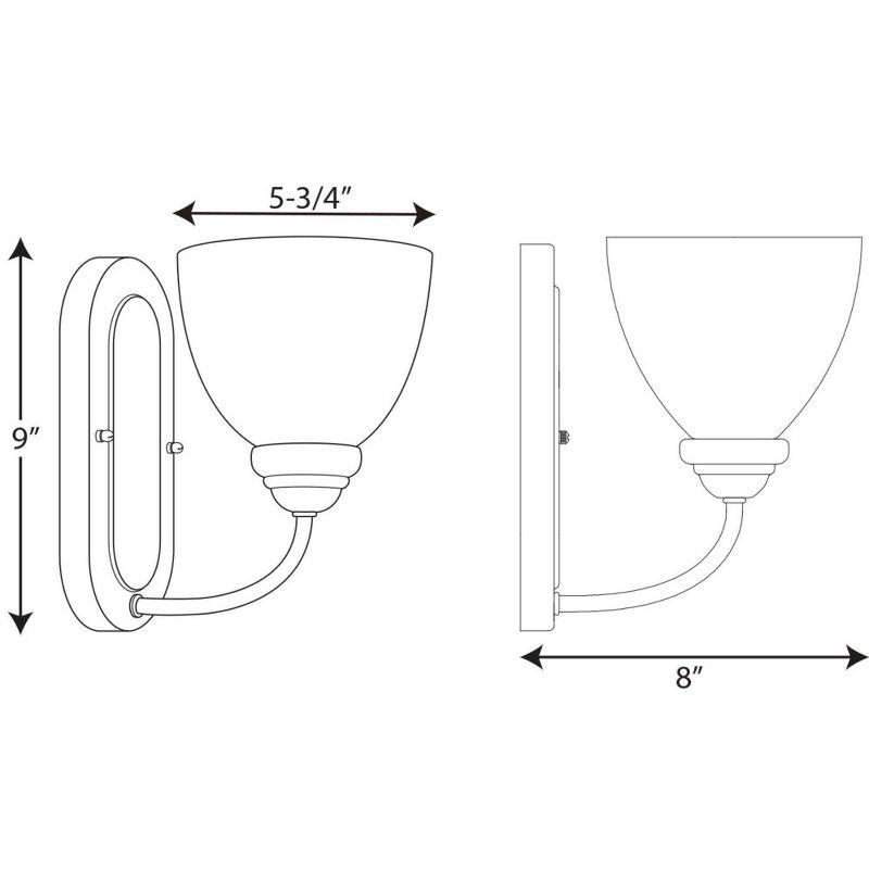 Progress Lighting Heart 1-Light Bath Bracket, Ceramic, Brushed Nickel, Etched Glass Shade